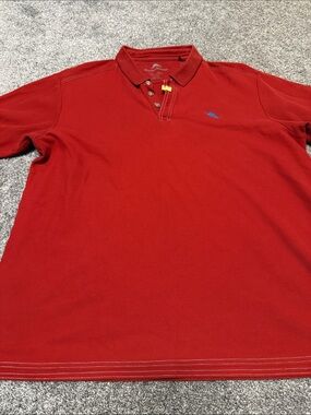 Tommy Bahama Men's Crimson Red Polo with Embroidered Logo